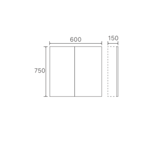 600mm Matte White Shaving Mirror Cabinet