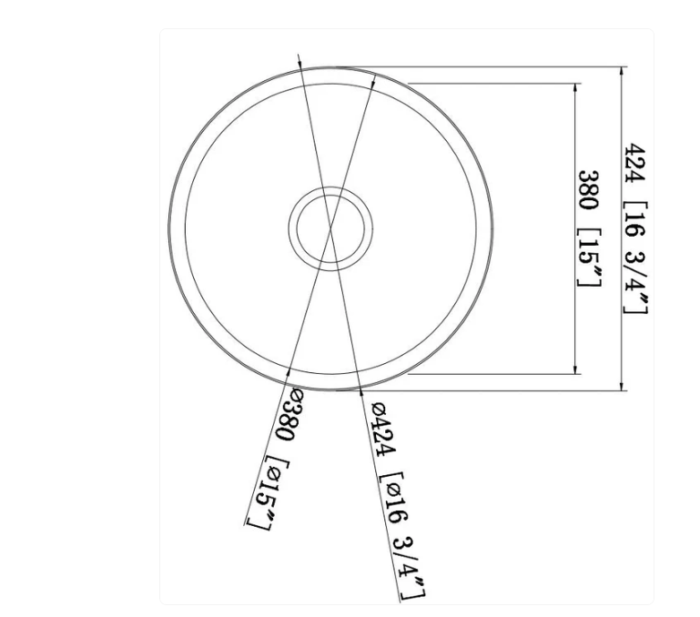 STAINLESS ROUND SINK 424x424x170mm