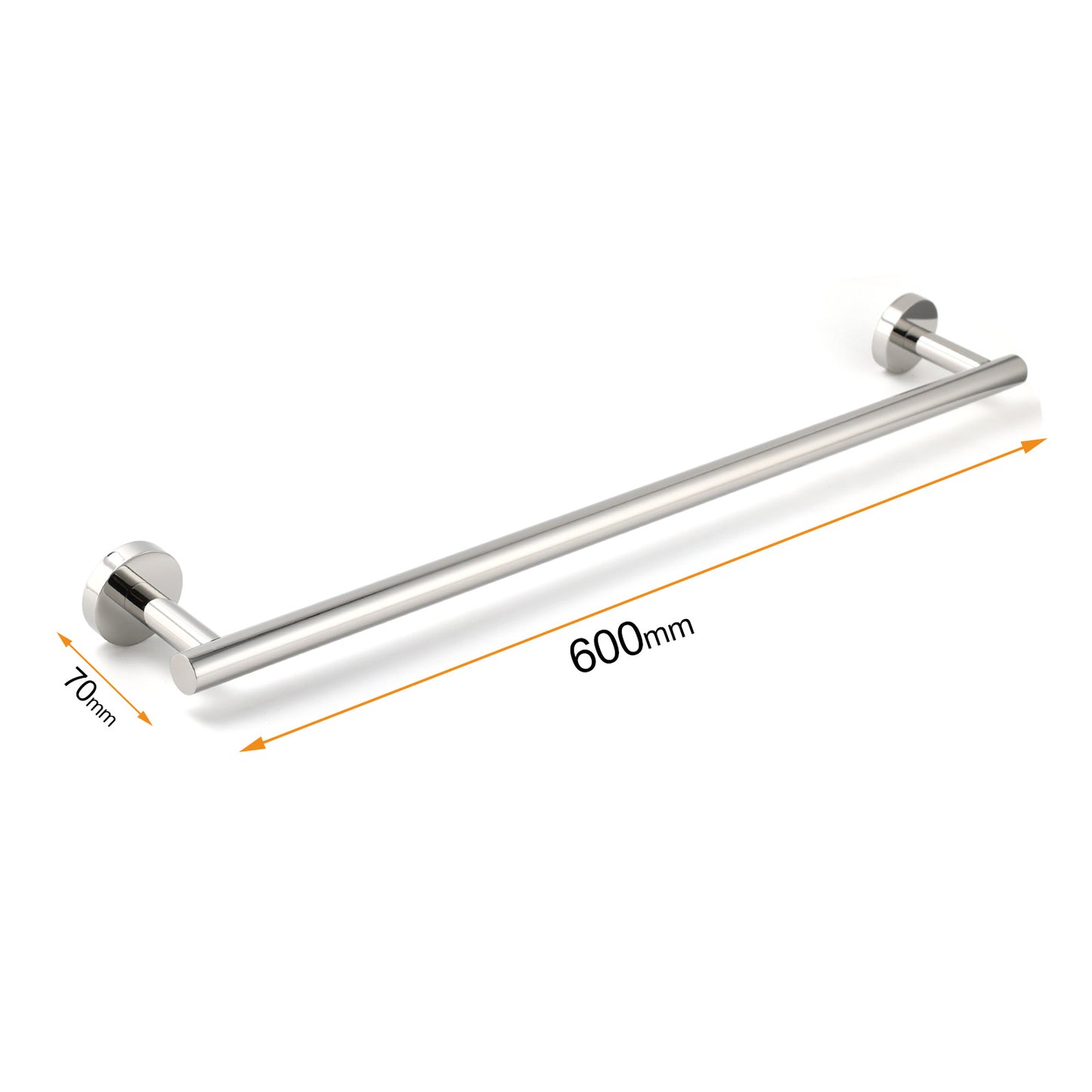 MAYNE 600mm Round Single Towel Rail - Available in 5 colours