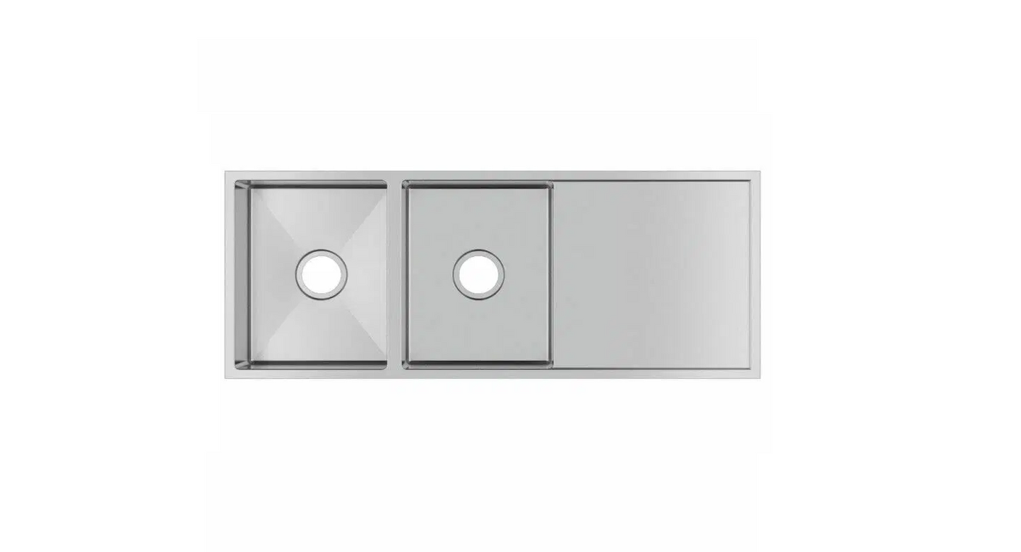 BRUSHED STAINLESS 1160 DOUBLE BOWL DRAINER SINK