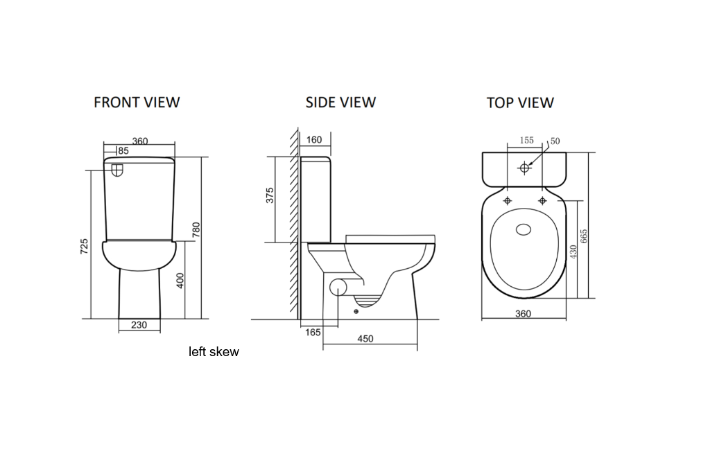 SKEW LEFT HAND TOILET SKEWA-L ZENMO