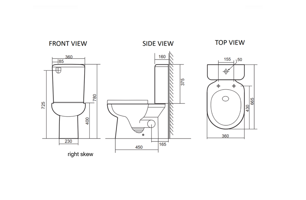 SKEW RIGHT HAND TOILET SKEWA-R ZENMO