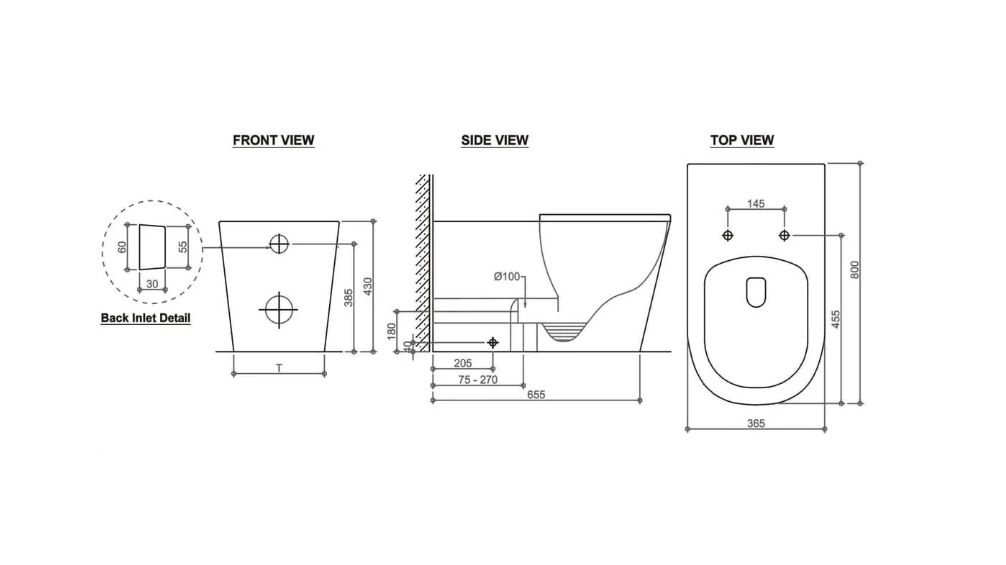 SUPERCARE ZENMO DISABLED IN WALL RIMLESS TOILET SUITE