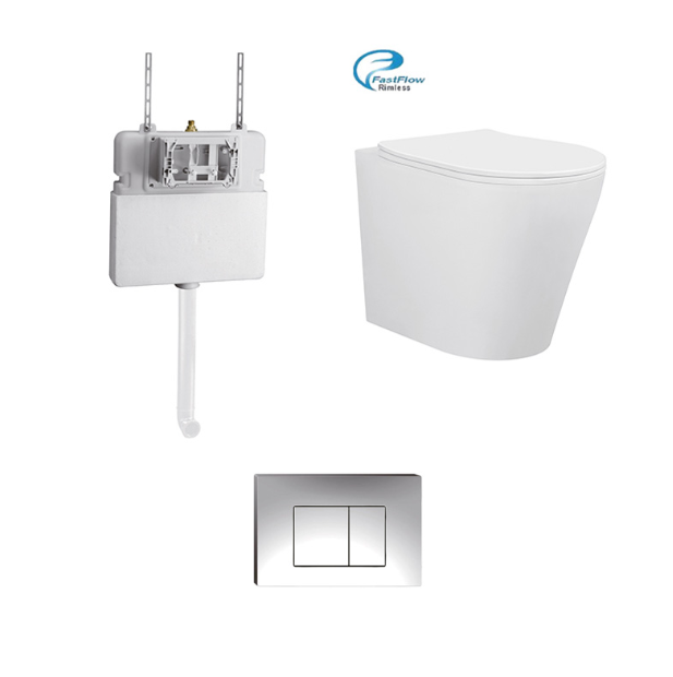 BRAVO-II RIMLESS IN-WALL FLOOR BACK TO WALL TOILET