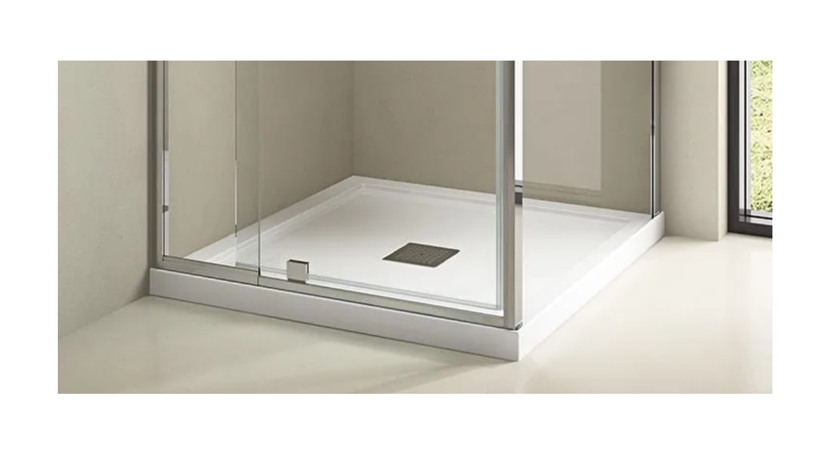 1000 x 1000 POLYMARBLE SHOWER BASE - centre outlet waste