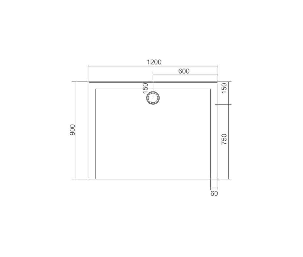 SMC Shower Base 1200x900x40mm
