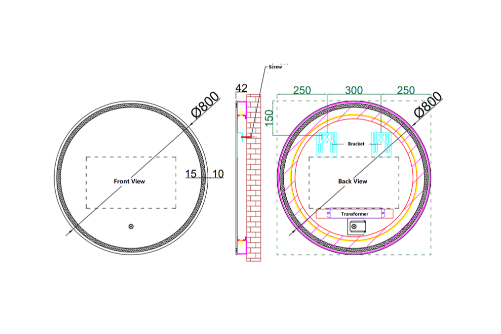 800mm ECLIPSE Round LED Mirror