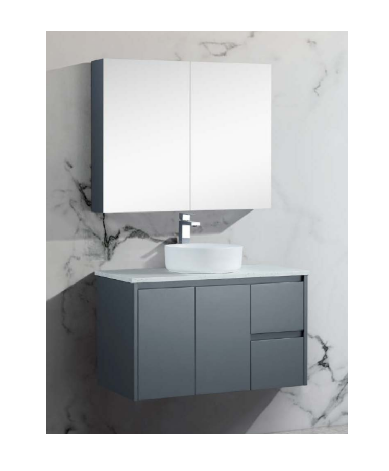 600mm Matte Grey Shaving Mirror Cabinet