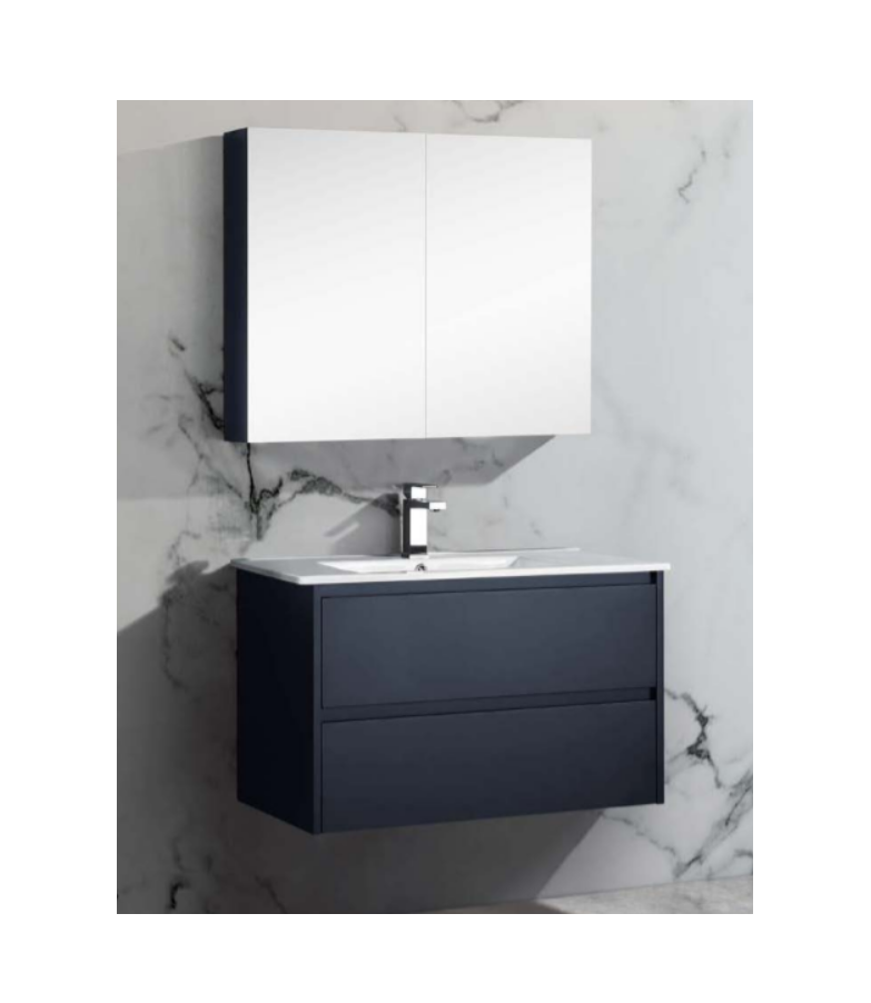 600mm Matte Black Shaving Mirror Cabinet