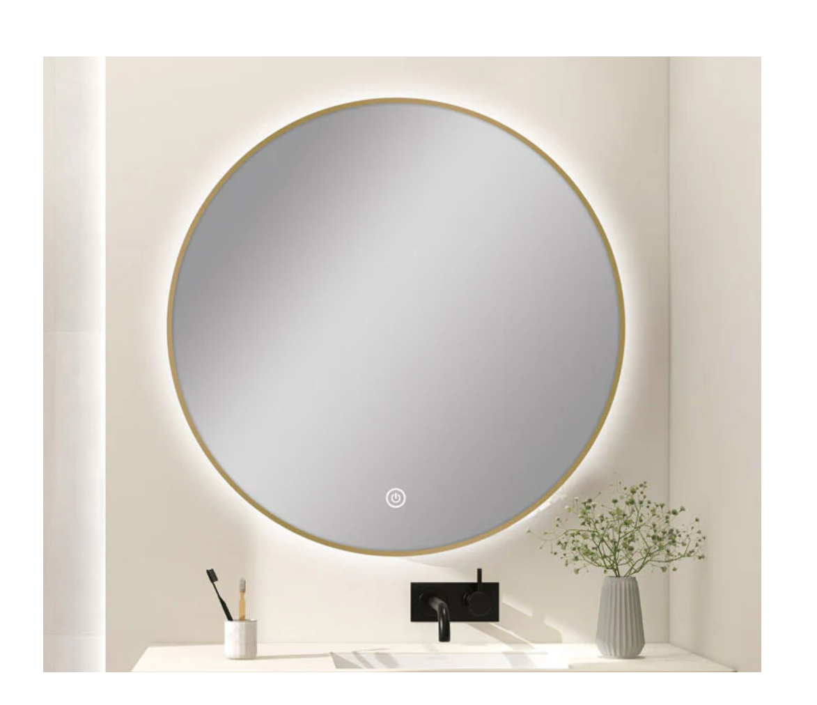 750MM ROUND GOLD FRAMED CARYSIL LED MIRROR