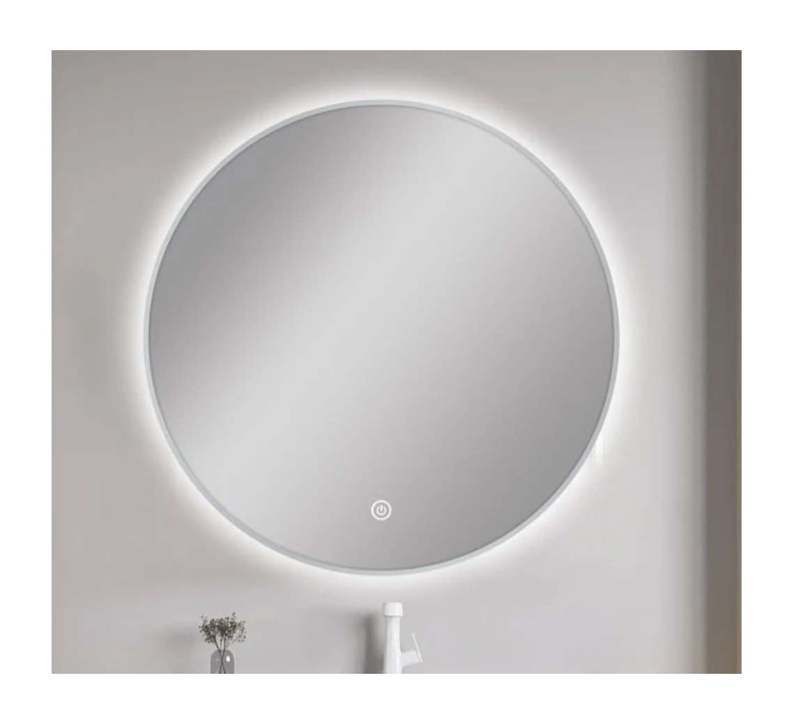 750MM ROUND BRUSHED NICKEL FRAMED CARYSIL LED MIRROR