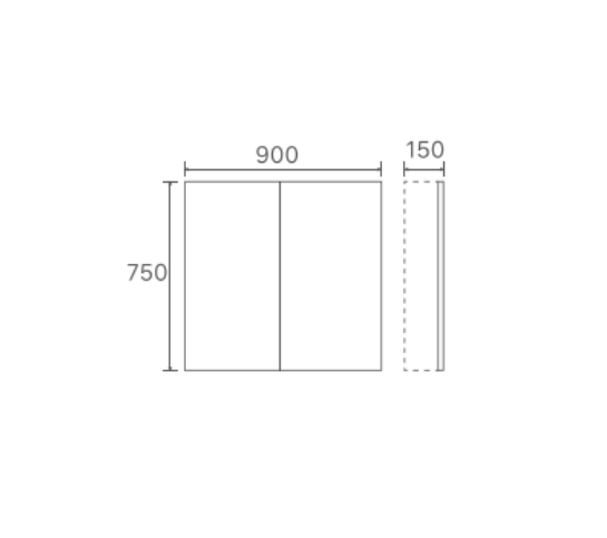 900mm Matte Grey Shaving Mirror Cabinet