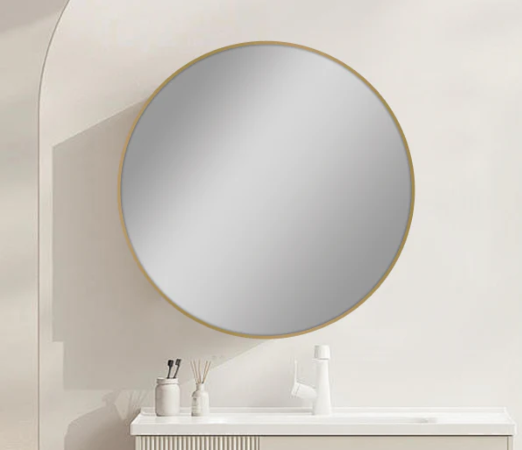 600mm GOLD FRAMED ROUND MIRROR