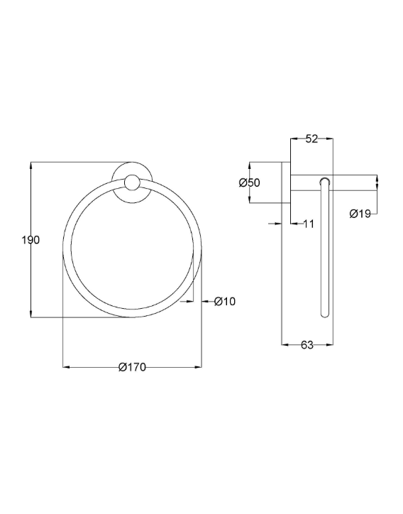 Nouveau Round Slimline Towel Ring - Available in 6 colours