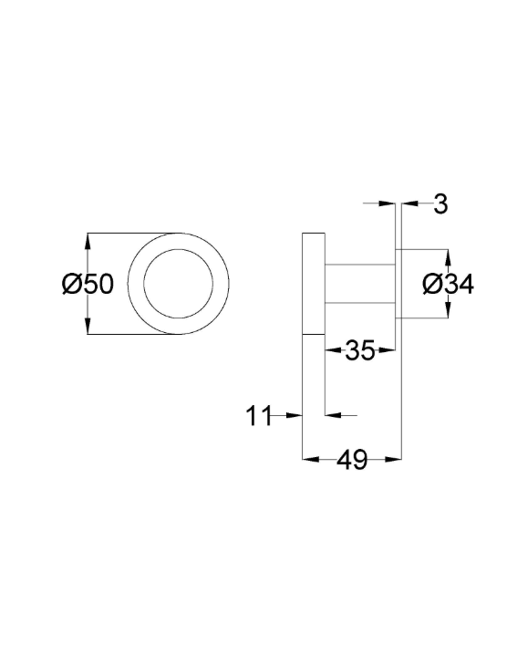 Nouveau Round Slimline Robe Hook - Available in 6 colours