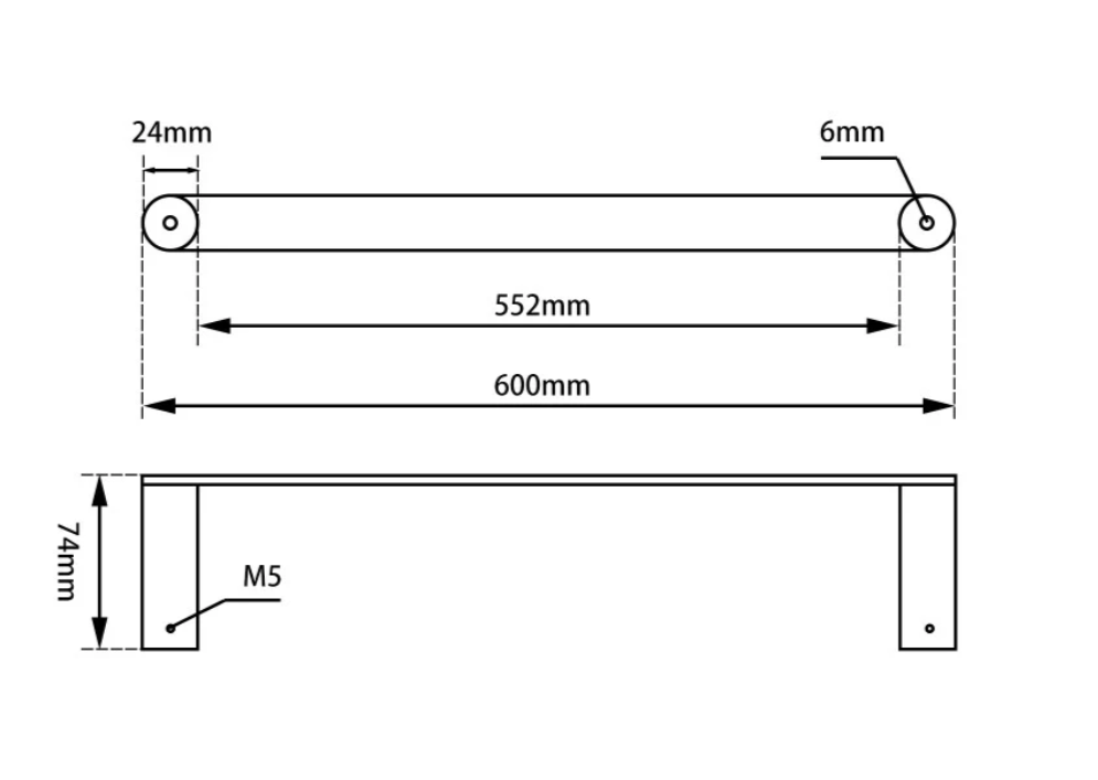Indi 600mm Double Towel Rail - Available in 4 colours