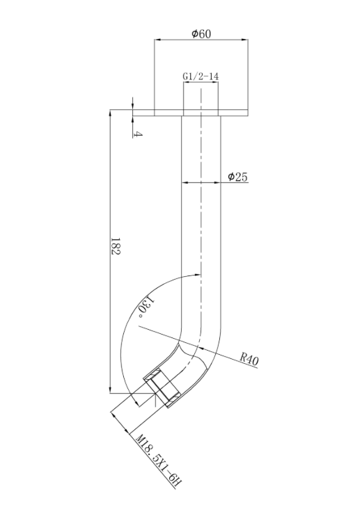Nouveau 180mm Wall Spout - Available in 6 colours