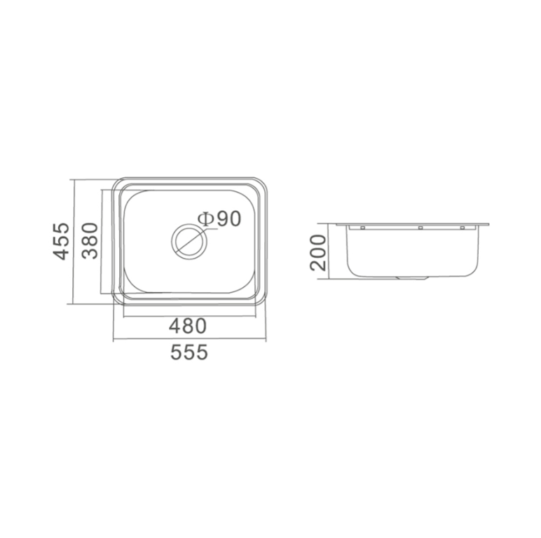 SS A23 Laundry Trough Sink 555x455x200mm