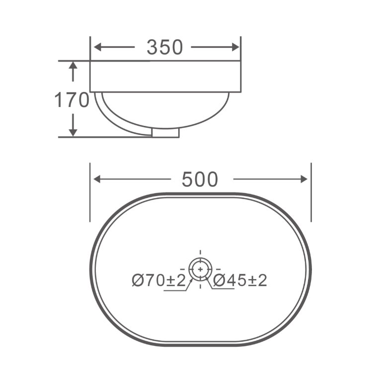 VIVO Semi Insert Basin Gloss White Oval