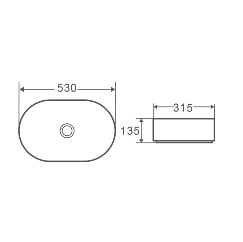 MILAN Above Counter Basin Oval Gloss White 530*300*120mm