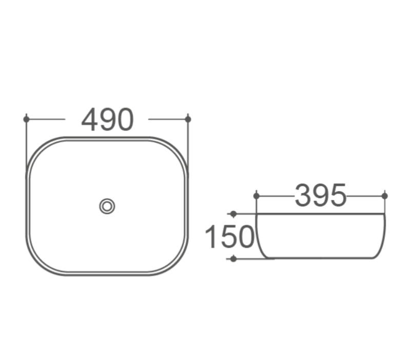 ROMEO-II Above Counter Basin 490x395x150mm White Gloss