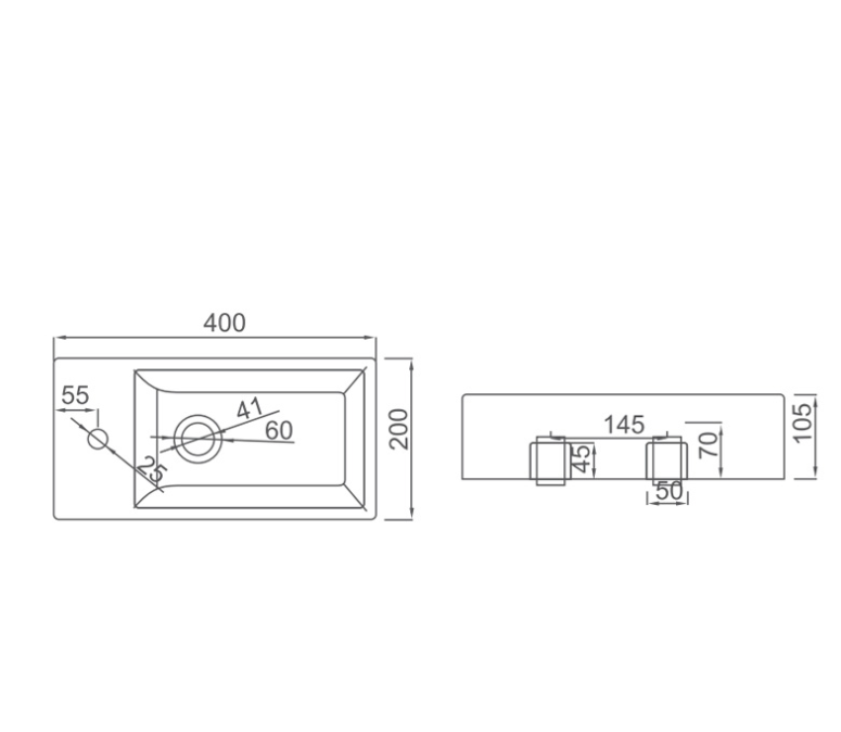 MINI Wall Hung Basin Left Hand Tap