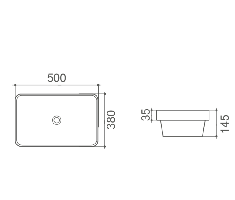 MILAN 500 Semi Insert Basin 500x380x145mm