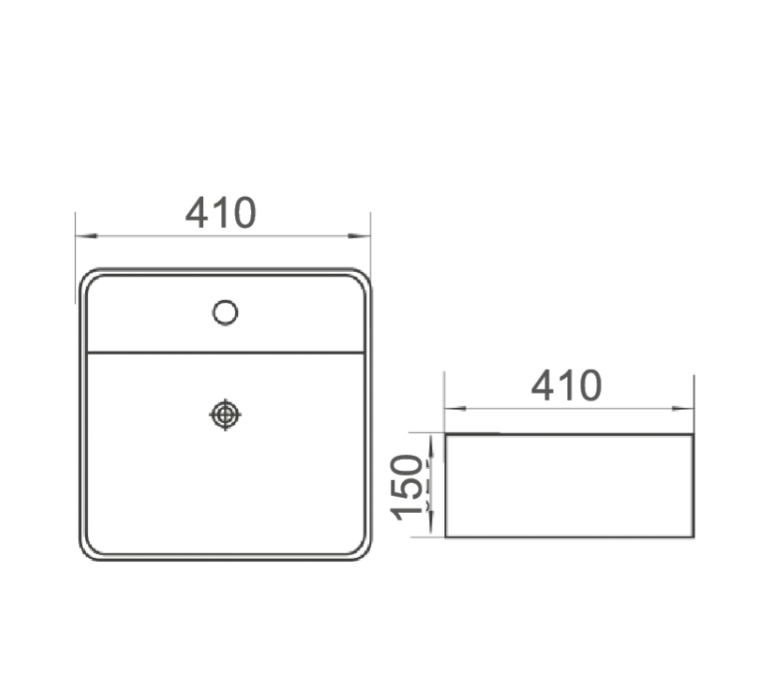 COCO Wall Hung SQ Basin With Bracket 410x410x150mm