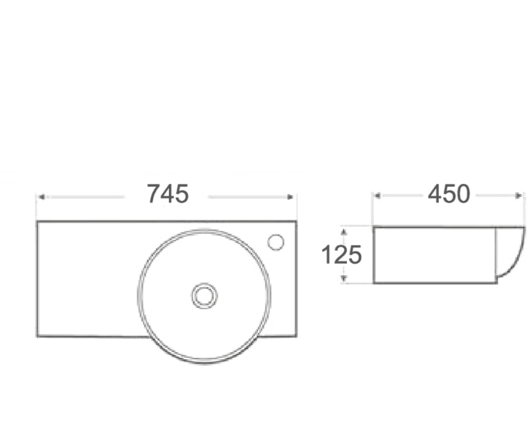 CHLOE Wall Hung Basin 745x450x125mm