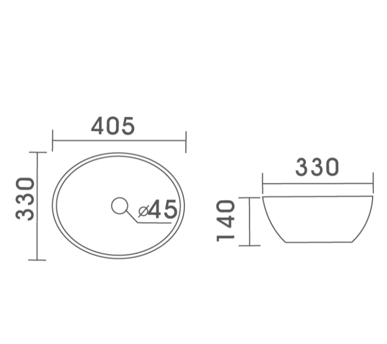 ARTISTIC Above Counter Basin 405x330x140mm