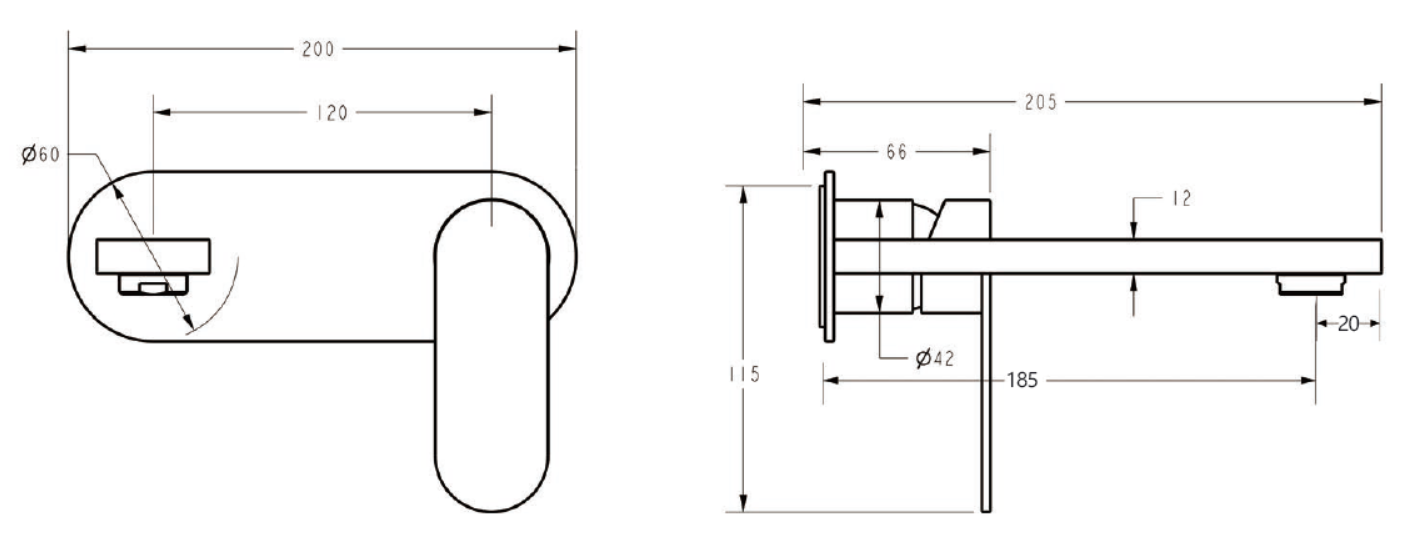 Esora - Rounded Wall Basin Mixer - Available in 5 Colours