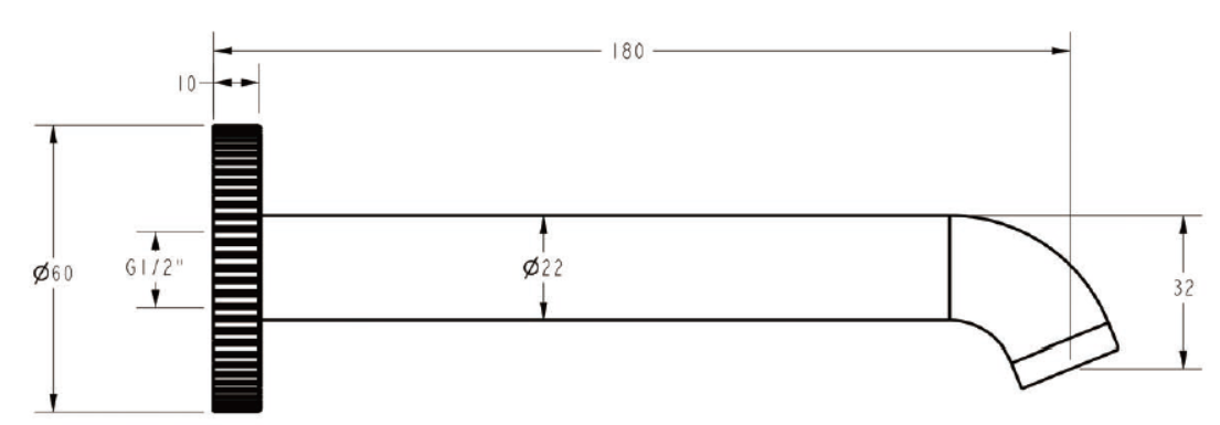 Luxe Slimline 180mm Wall Spout - Available in 4 Colours