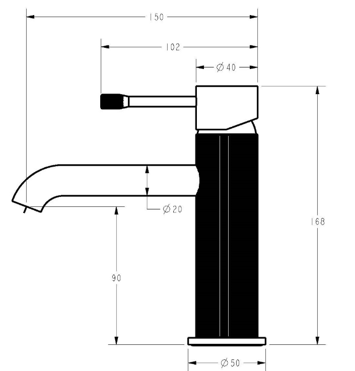 Luxe - Designer Curve Short Basin Mixer - Available in 4 Colours