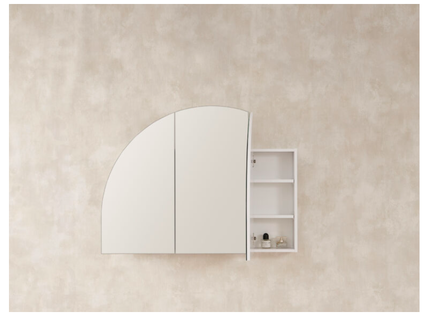 1200mm wide 1/2 Moon Arch Shaving Cabinet Matte White