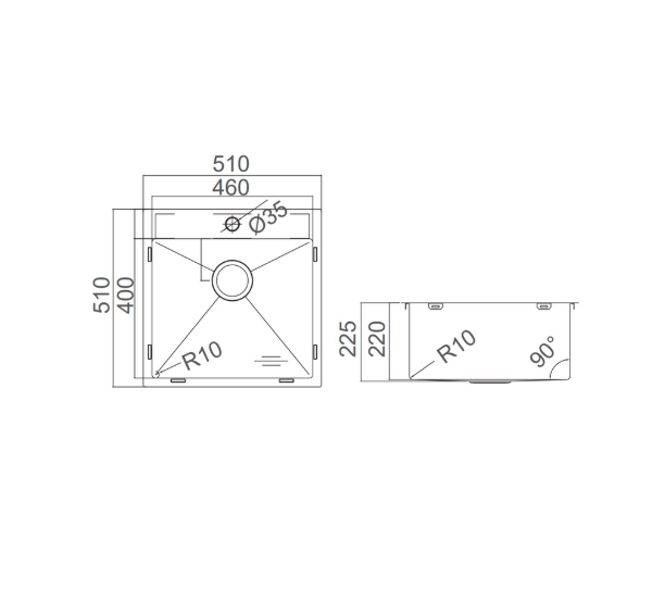 STAINLESS 510 SINGLE BOWL SINK