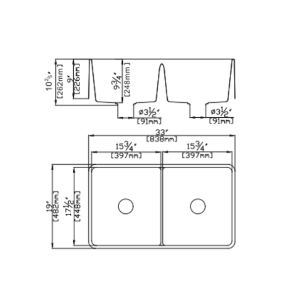Quartz FARMHOUSE 838*482*262mm Kitchen Sink - Available in 3 Colours