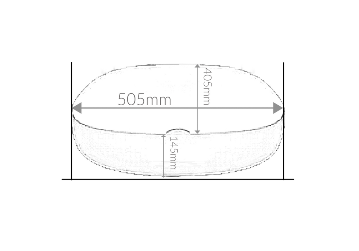 505*405*145 FEATHER EDGE BLACK MATTE RECTANGLE CURVE BASIN