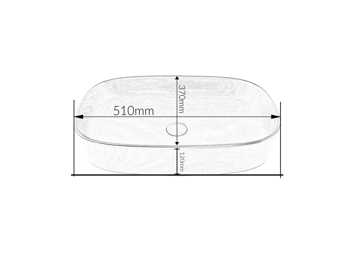 510*370*120 SQUARE CURVED RECTANGULAR BLACK MATTE BASIN