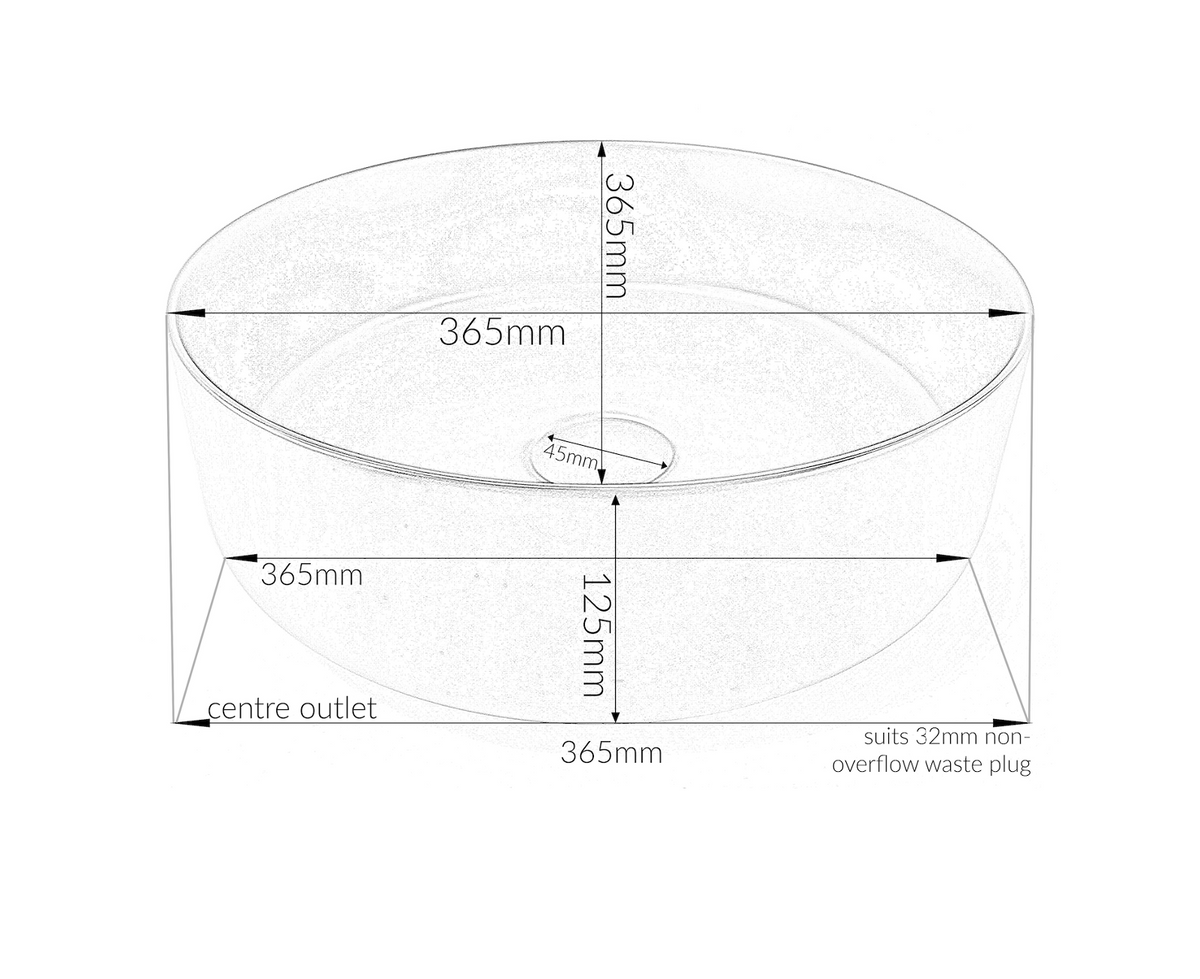 365*365*125 KHEUB FEATHER EDGE WHITE MATTE ROUND BASIN