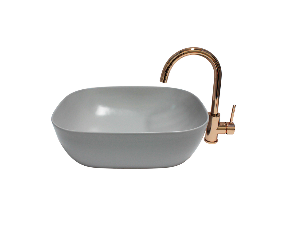 490*390*145 FEATHER EDGE LIGHT GREY MATTE RECTANGLE CURVE BASIN