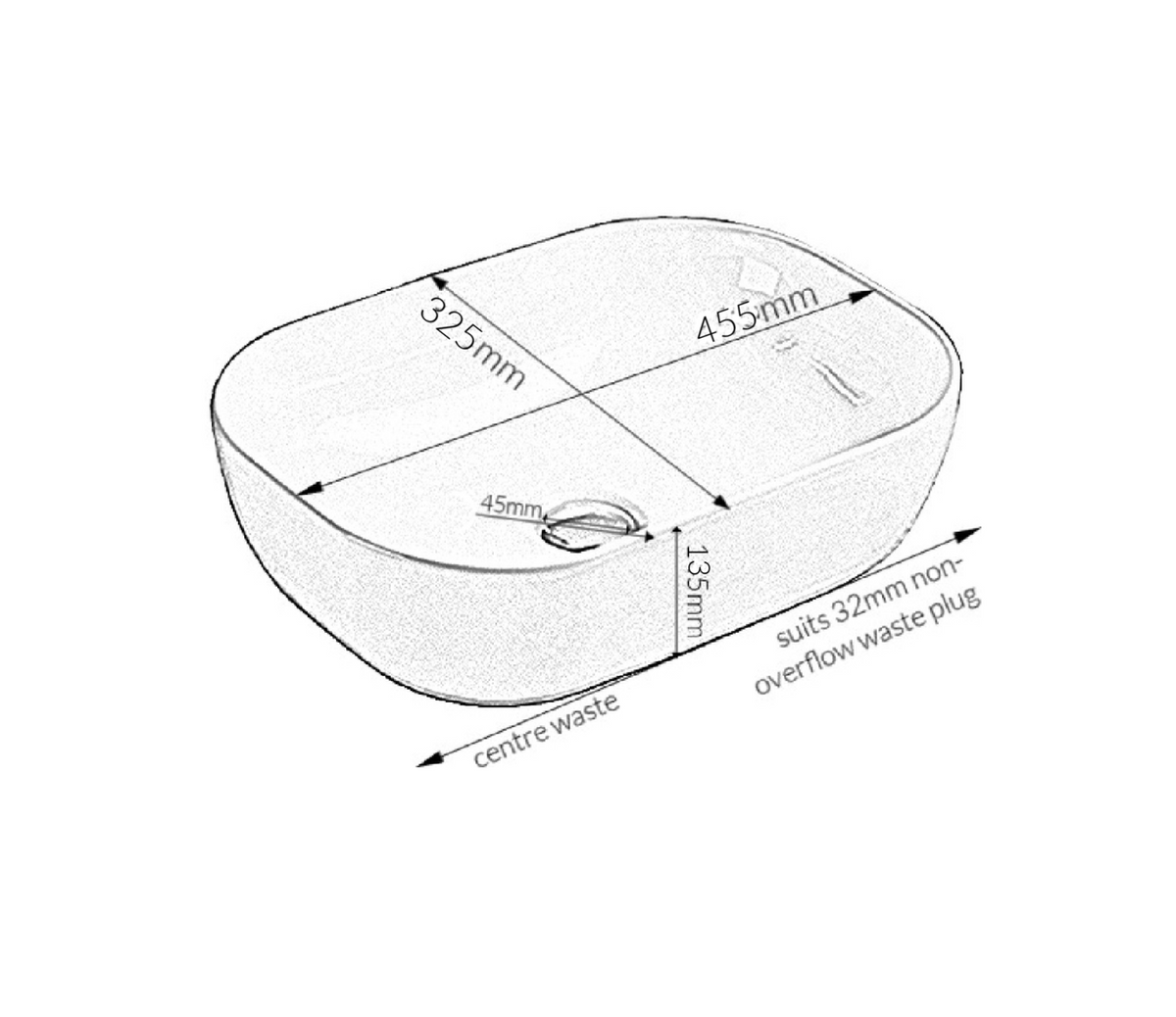 455*325*135 KHEUB MATTE CARRARA RECTANGLE COMPACT CERAMIC BASIN