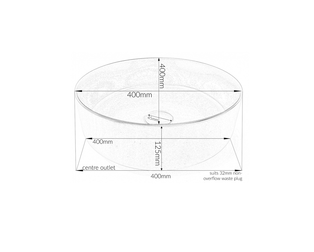 400*400*125 KHEUB FEATHER EDGE ROUND WHITE & GREY VEIN MATTE BASIN