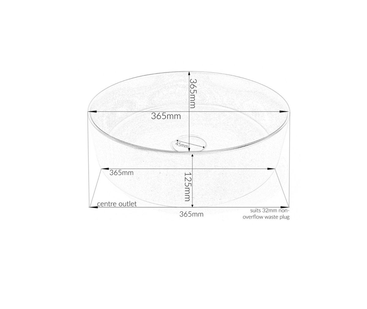 365*365*125 KHEUB FEATHER EDGE ROUND CALACATTA GLOSS VANITY BASIN