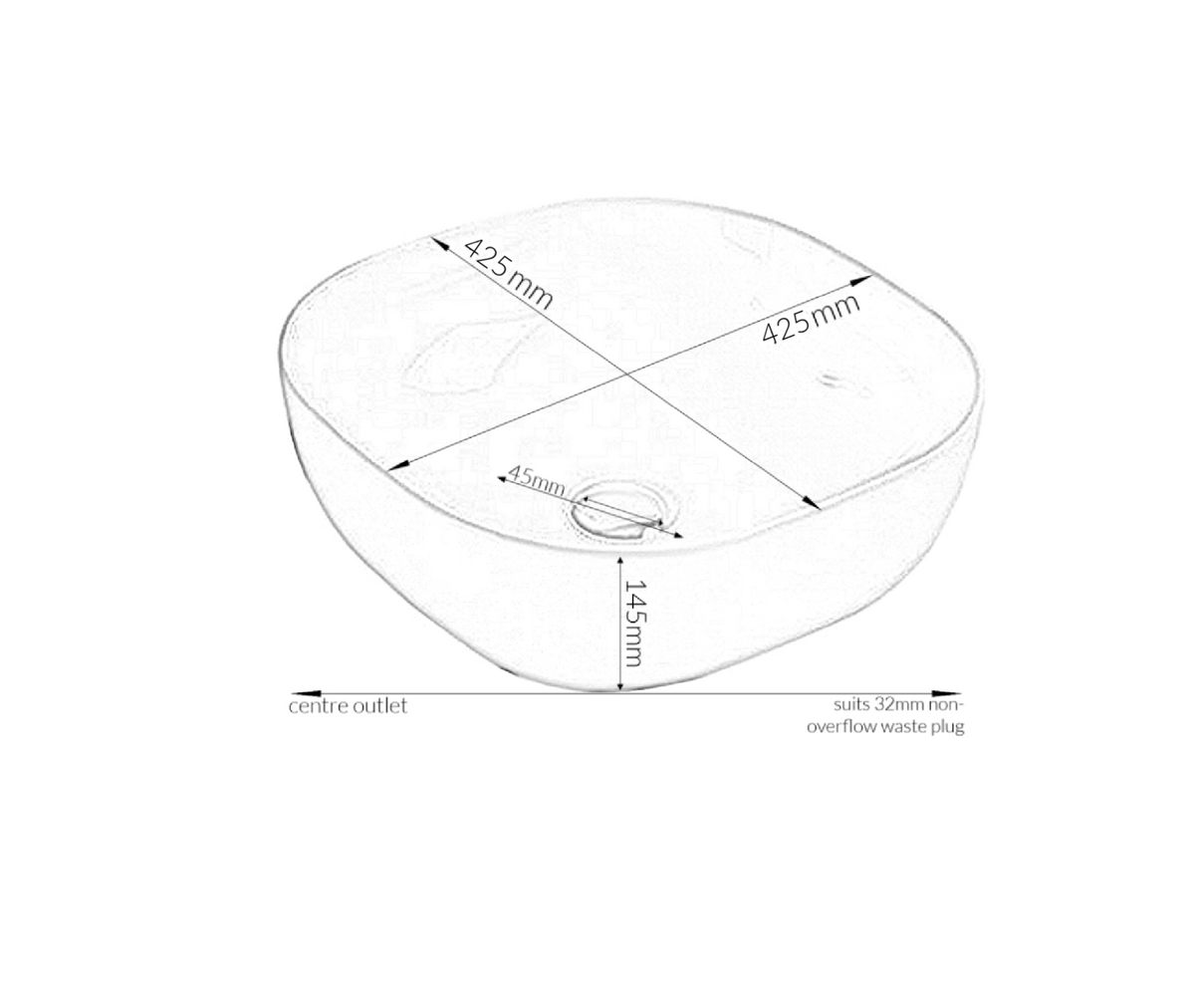 425*425*145 KHEUB FEATHER EDGE CALACATTA MATTE SQUARE CURVE BASIN