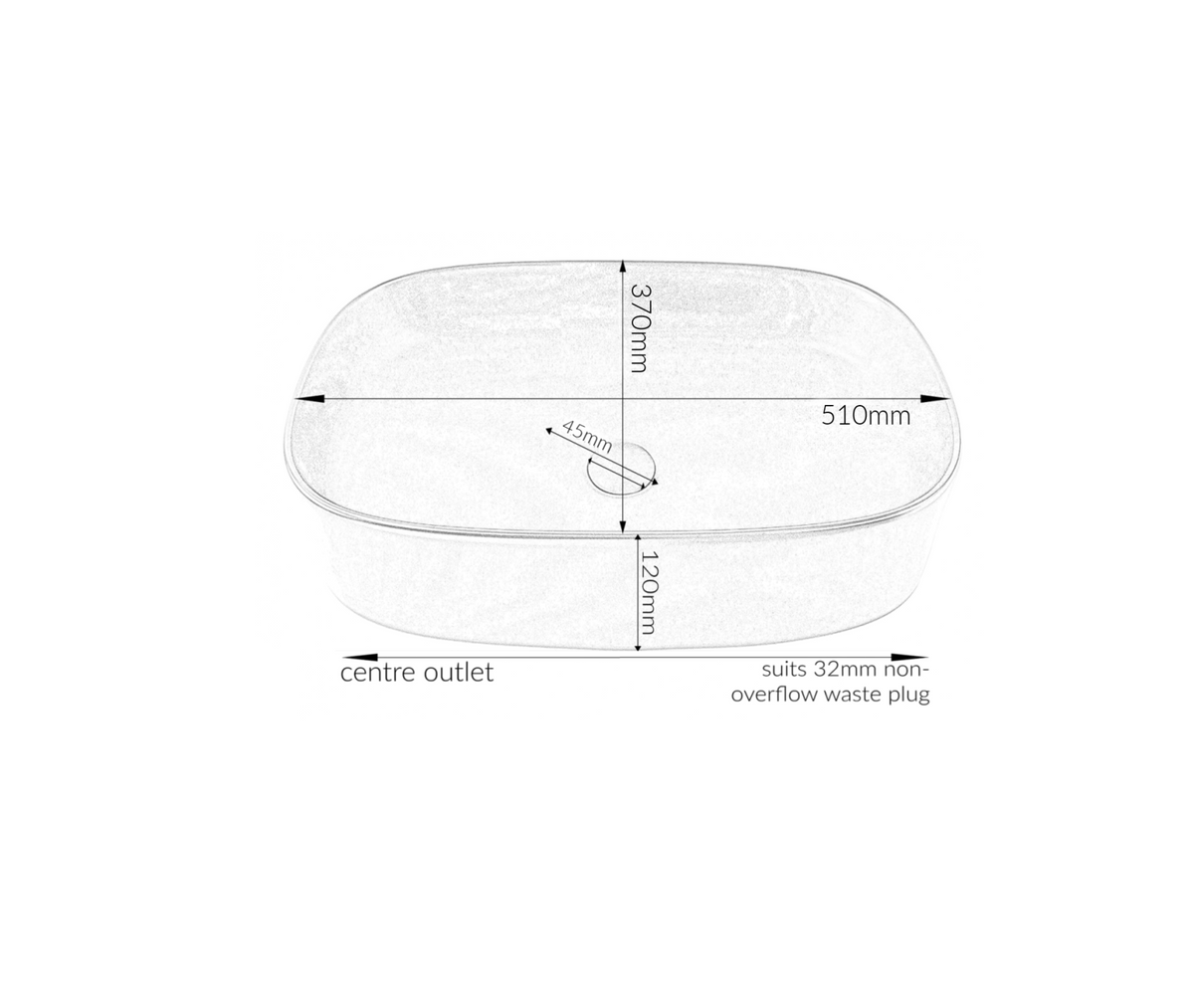510*370*120 KHEUB FEATHER EDGE RECTANGLE CURVE MATTE CALACATTA MEDIUM BASIN