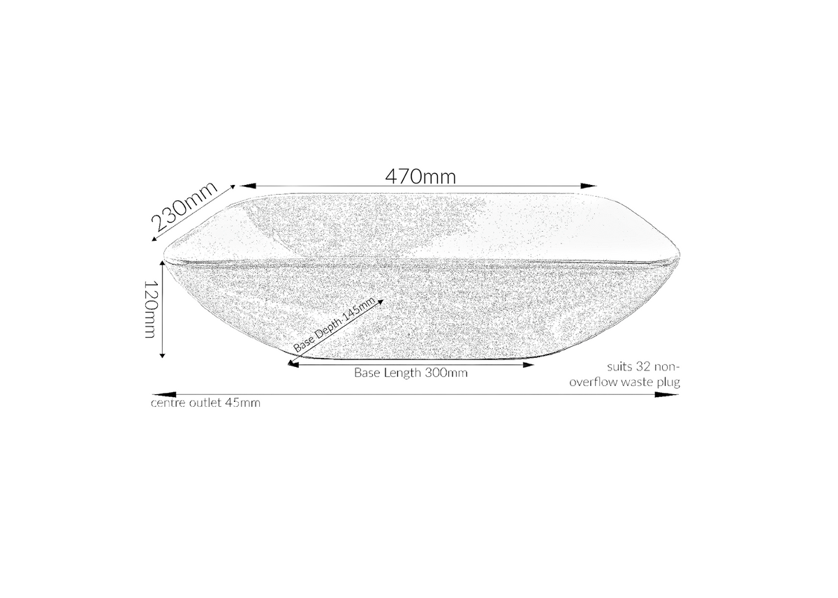 470*230*120 KROHLI FEATHER EDGE BLACK & WHITE VEIN GLOSS COMPACT RECTANGLE CURVE BASIN