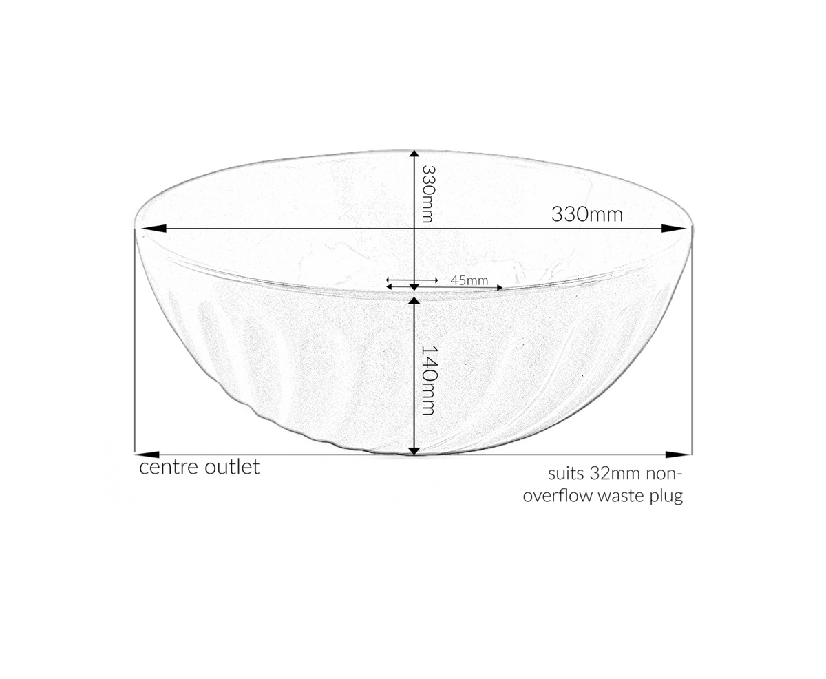 330*330*140 KHEUB HAMPTONS COMPACT ROUND EXTERNAL ETCH WHITE GLOSS BASIN