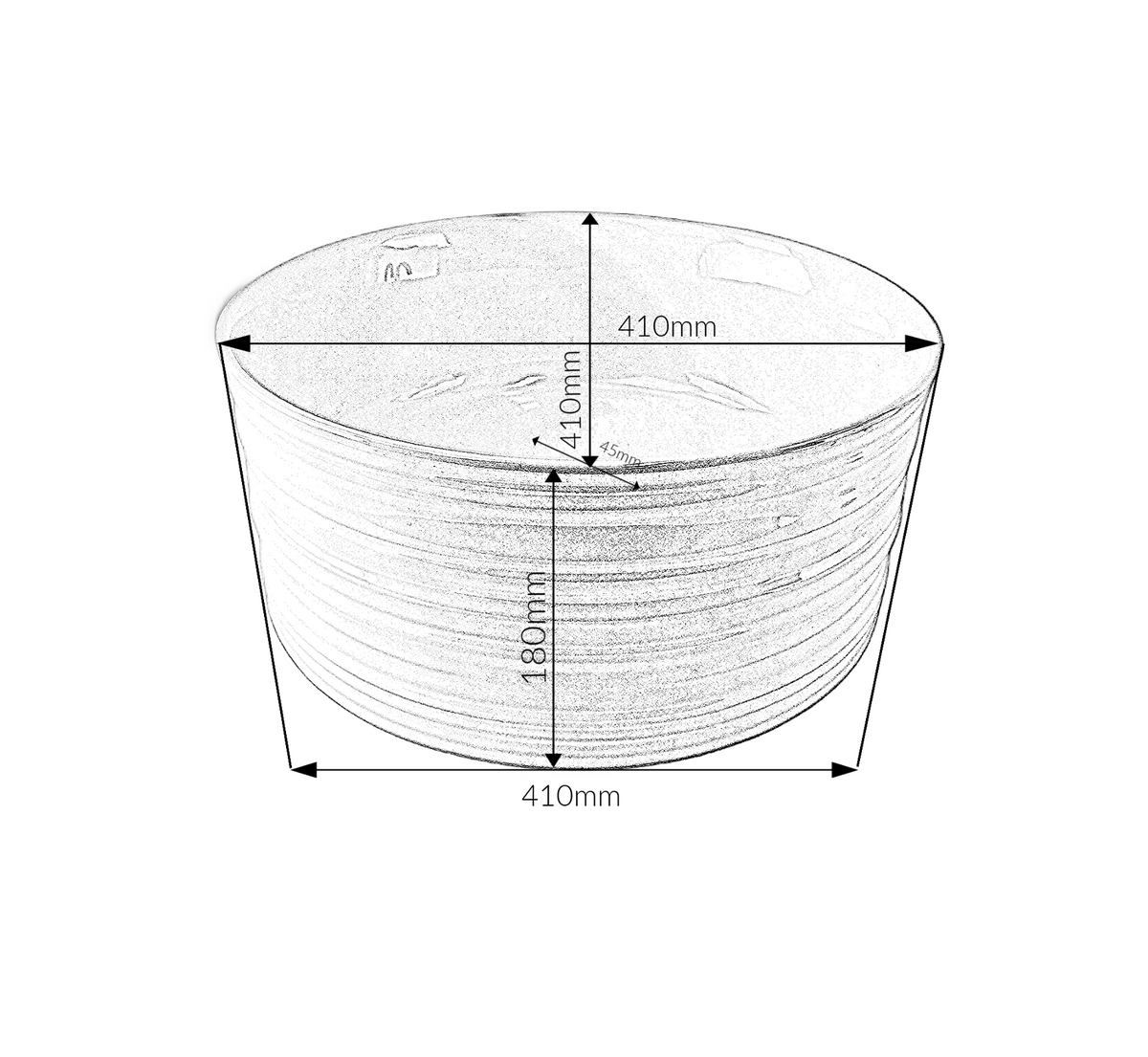 410*410*180 KHEUB HAMPTONS ROUND FEATHER EDGE EXTERNAL ETCH WHITE GLOSS CERAMIC BASIN