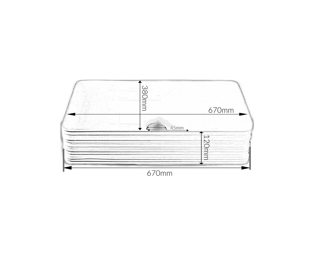 670*380*120 KHEUB HAMPTONS RECTANGLE FEATHER EDGE EXTERNAL ETCH WHITE GLOSS BASIN