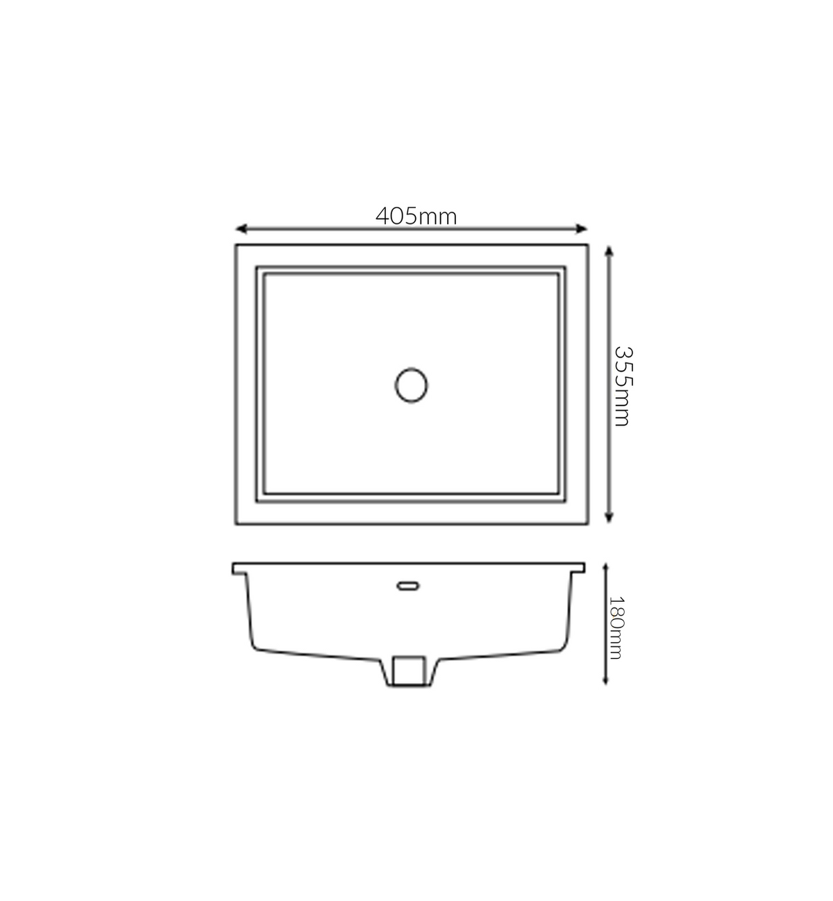 405*355*180 KHEUB Undermount Black Matte Vanity Basin with overflow Internal - 355*305*180
